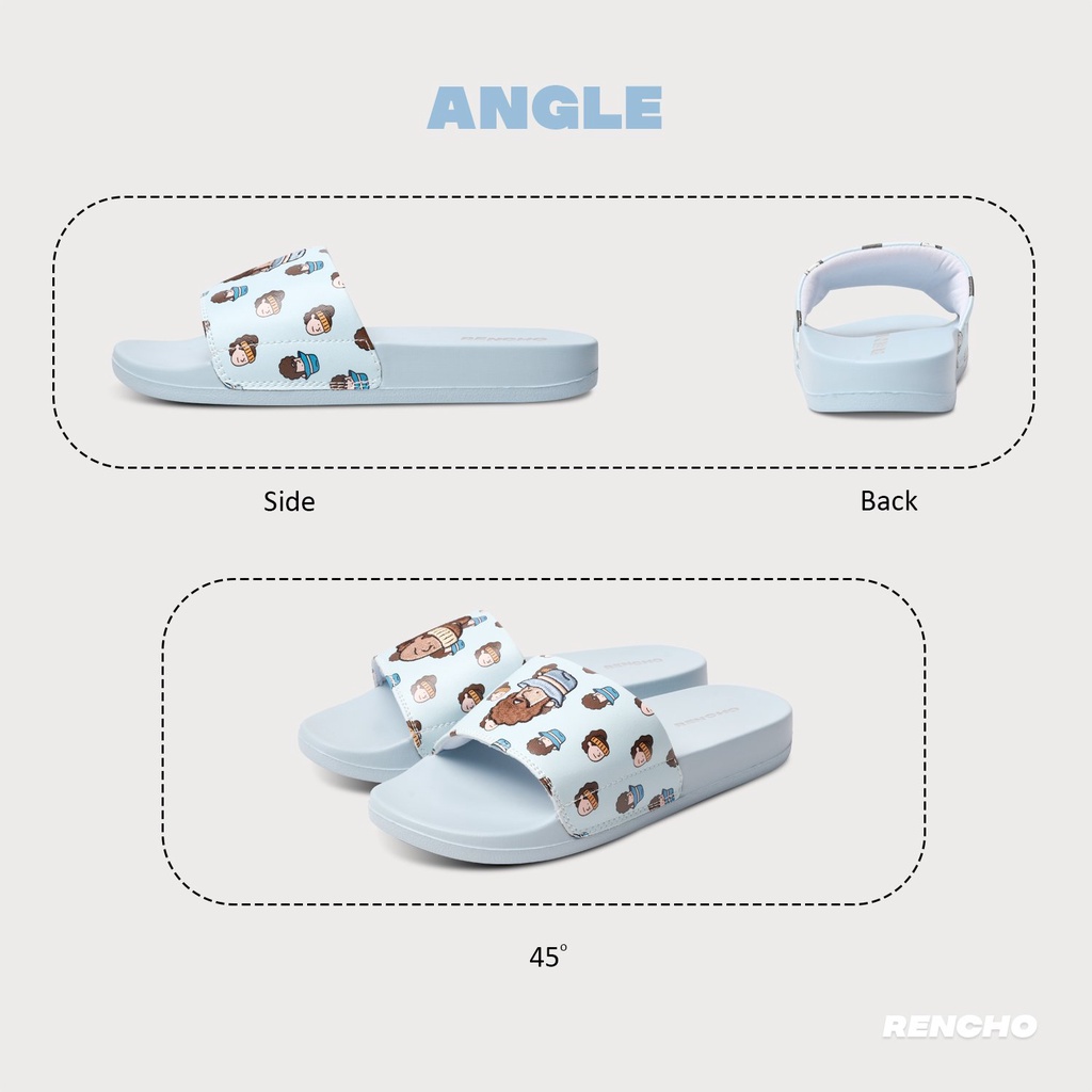 Dép quai ngang cao cấp RENCHO FACE XANH