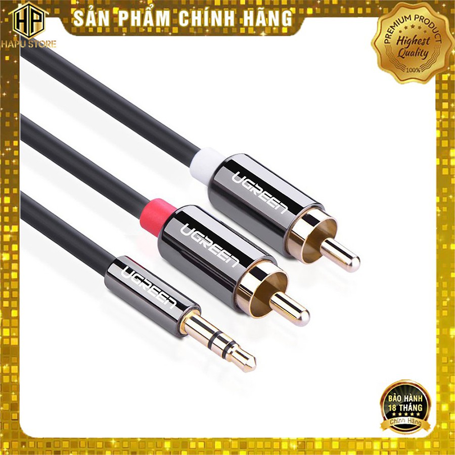 Cáp Audio 3.5mm ra 2 đầu hoa sen Ugreen 10583 dài 1.5m chính hãng - HapuStore