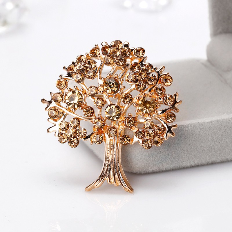 Khuy cài áo hình cây đính đá thời trang cho nữ