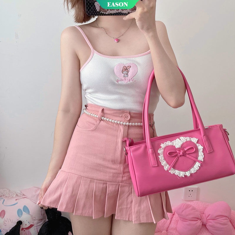 Áo Sát Nách Dáng Ôm Mềm Mại Thêu Họa Tiết Hoạt Hình Sanrio Melody Kiểu Nhật Bản Thời Trang Mùa Hè Cho Nữ