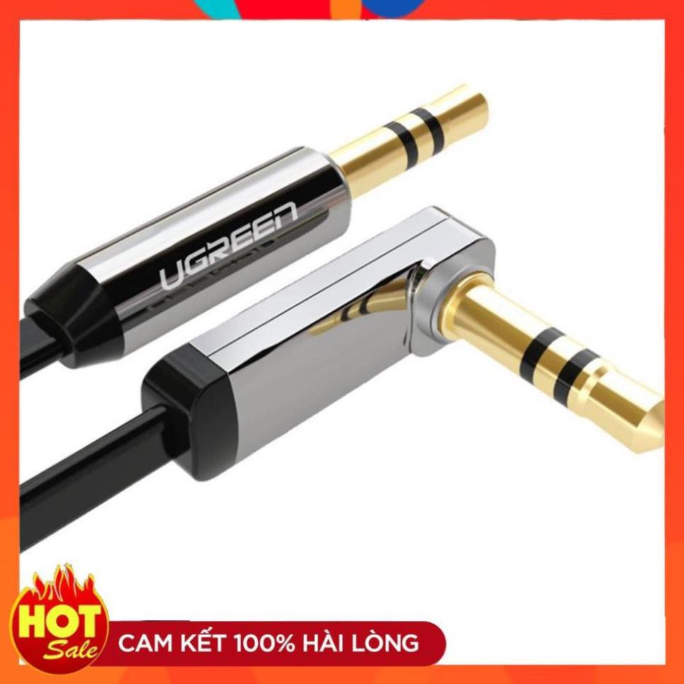 [Chính Hãng] Cáp Loa 2 đầu 3.5mm dài 1.5m đầu bẻ góc 90 độ màu đen Ugreen 10598 - Bảo hành 18 tháng chính hãng