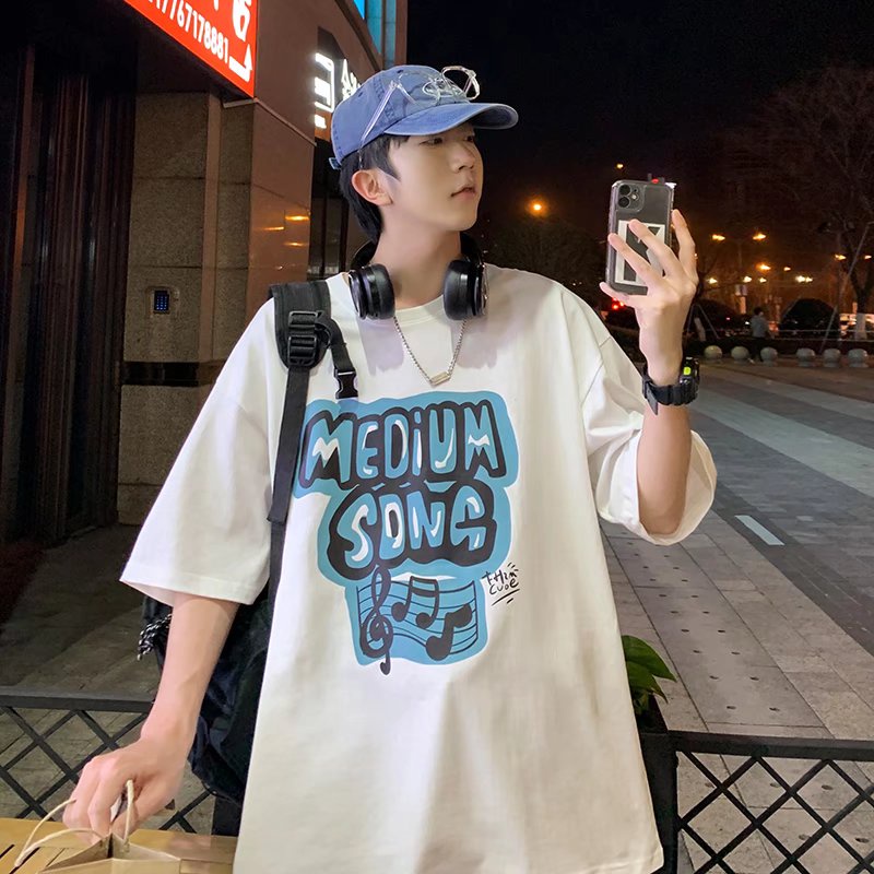 Áo Thun Tay Ngắn Dáng Rộng In Chữ Phong Cách Nhật Bản Thời Trang Mùa Hè Cho Nam Và Nữ size M-5XL