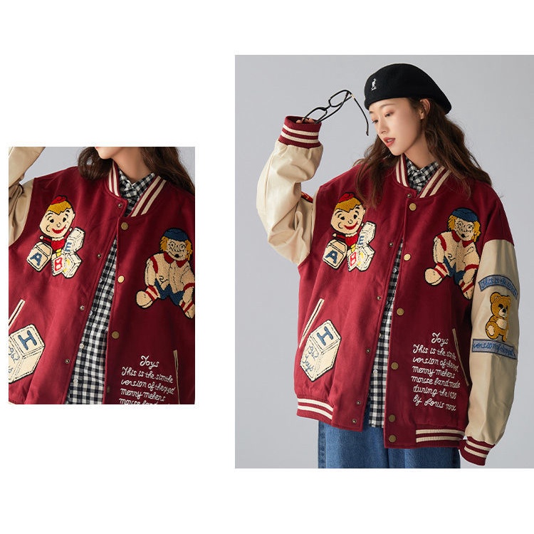 Áo khoác bóng chày dài tay thời trang xuân thu cho nữ