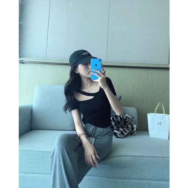 Áo thun gân cộc tay trơn vai lệch A2289 SUSTORE