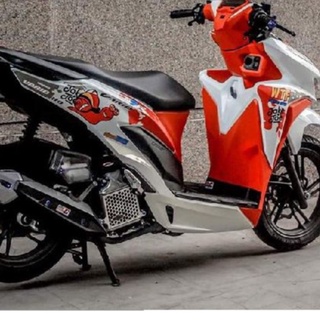 Tem rời decal ốc sên dán xe honda vario trắng phối cam