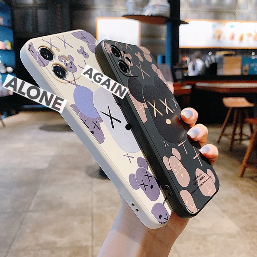 Ốp Lưng Kaws Trắng Đen Iphone Viền Vuông BVC Cho Điện Thoại Iphone 6/6s/7/8/plus/X/Xs/Xsmax/11/12/13/pro/promax.........