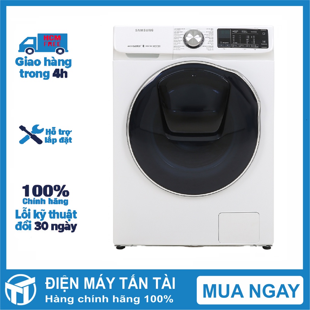 Máy giặt sấy Samsung AddWash Inverter 10.5kg WD10N64FR2W/SV , Giặt hơi nước,  Thêm đồ khi đang giặt,  giao miễn phí HCM