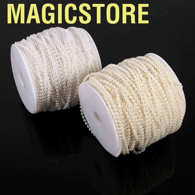 Magicstore 50M Roll 3mm Fishing Line Pearls String Beads Chain Garland Wedding Decoration Centerpieces(Beige+White)