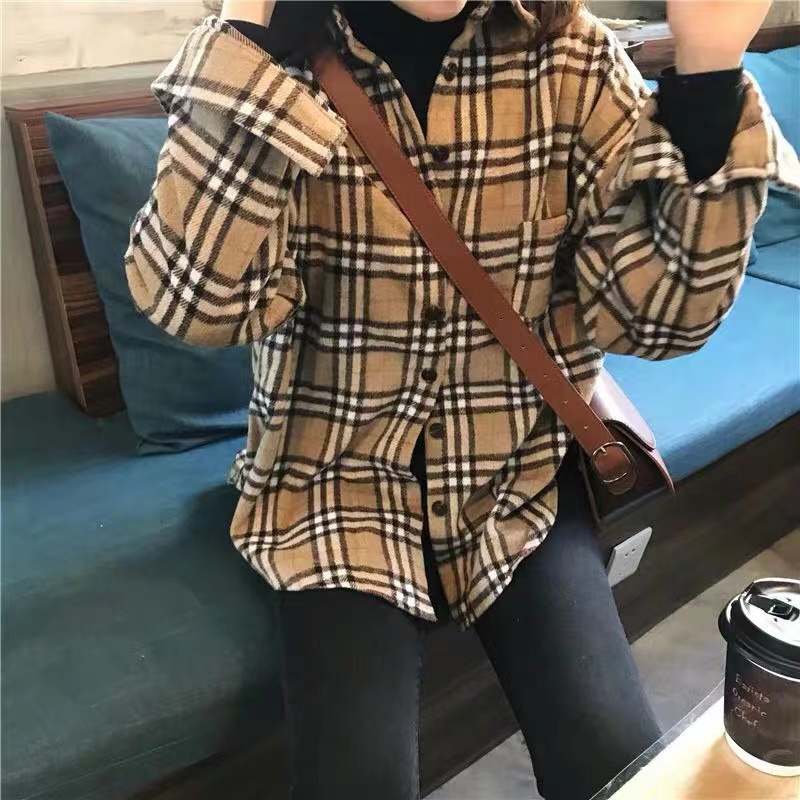 SUXI Áo Sơ Mi Tay Dài Dáng Rộng Màu Sắc Trơn Thời Trang Thu Đông Phong Cách Hàn Quốc Cho Nữ