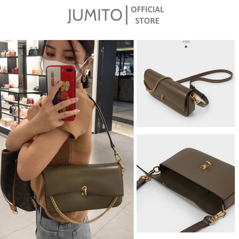 Túi xách nữ đeo chéo đeo vai trơn basic khóa cài trend 2022 siêu xinh JUMITO AA1132
