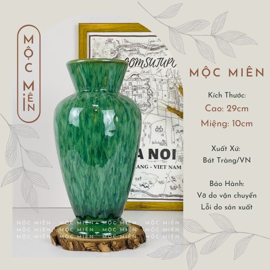 Bình hoa gốm sứ men hoả biến Rêu Xước cỡ Lớn lọ hoa decor trang trí nhiều mẫu, Mộc Miên, gốm sứ bát tràng