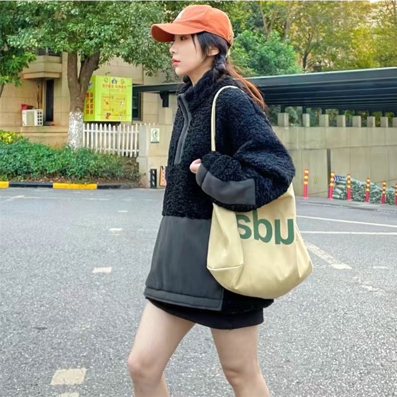 Túi Xách Canvas Cỡ Lớn In Chữ Thời Trang Cho Nữ