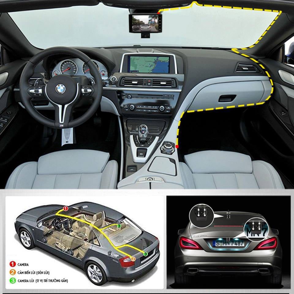 Camera hành trình ô tô 3 mắt màn hình 4 inch LCD full HD 1080p – Tặng kèm camera lùi -TC AUTO | BigBuy360 - bigbuy360.vn