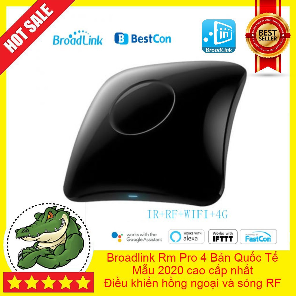 Broadlink Rm Pro 4 Bộ điều khiển hồng ngoại và RF thông minh cao cáp nhất 2020 bản quốc tế. Kết nối Google, Alexa, IFTTT