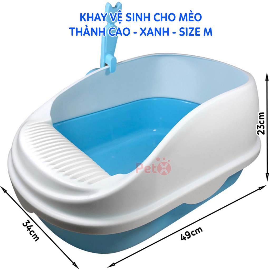 Khay vệ sinh thành cao chống văng cát cho mèo cỡ vừa size M và cỡ to Size L