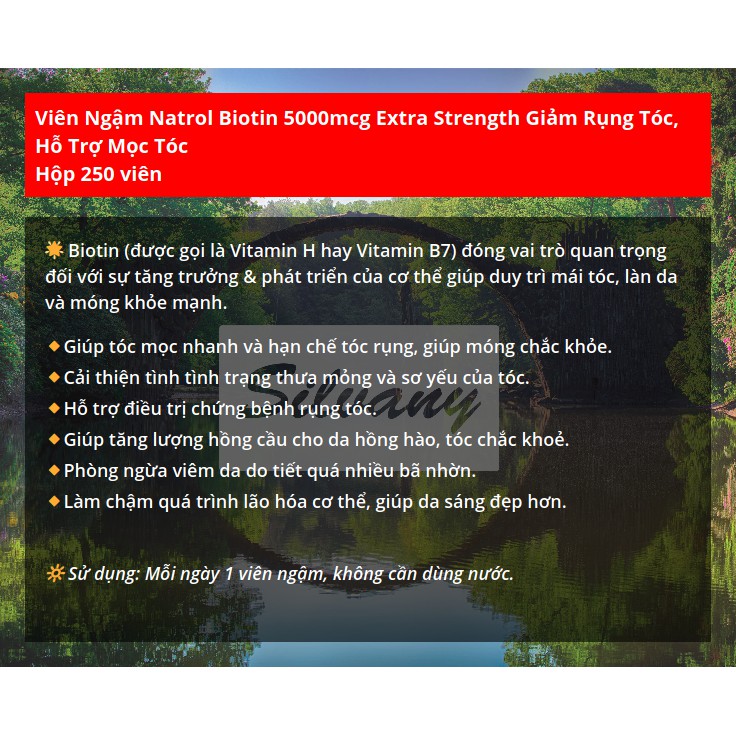 [Date 12/2021] Viên Ngậm Natrol Biotin 5000mcg Extra Strength Vị Dâu – Hỗ Trợ Mọc Tóc - 250 Viên | BigBuy360 - bigbuy360.vn