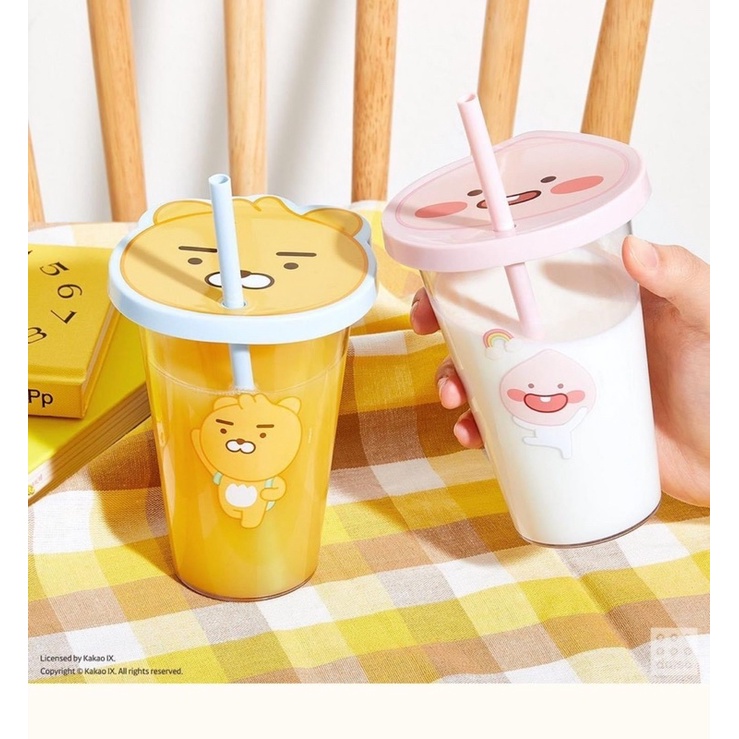 LY DAISO LINE FRIENDS KÈM ỐNG HÚT VÀ NẮP 400ML