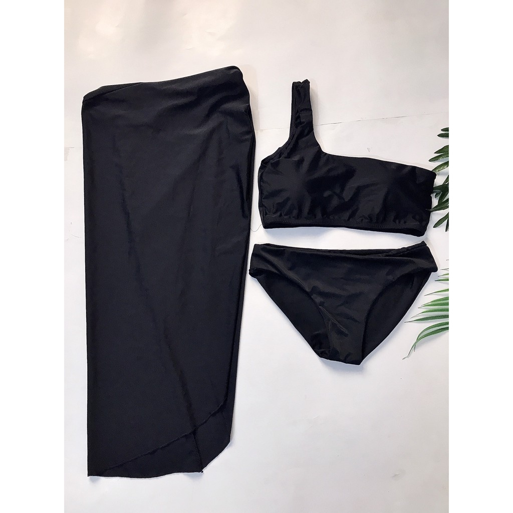Bikini, Đồ Bơi Đi Biển Hai Mảnh Set 3 Món Quây Lệch Vai Secxy ODERI BM-015