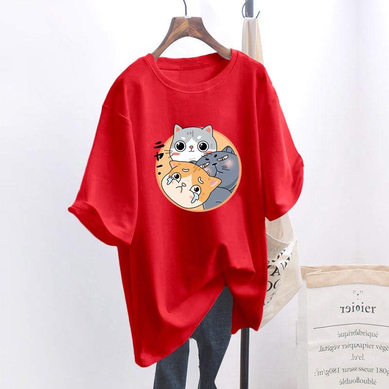 NRVP Áo thun tay ngắn dáng rộng in họa tiết thời trang mùa hè phong cách Hàn Quốc mới 2021