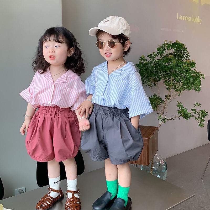 [Babycat] Hàng Có Sẵn Quần Short Hai Mảnh Áo Tay Ngắn Phong Cách Nhật Bản Hàn Quốc Thời Trang Dành Cho Bé Trai Bé Gái