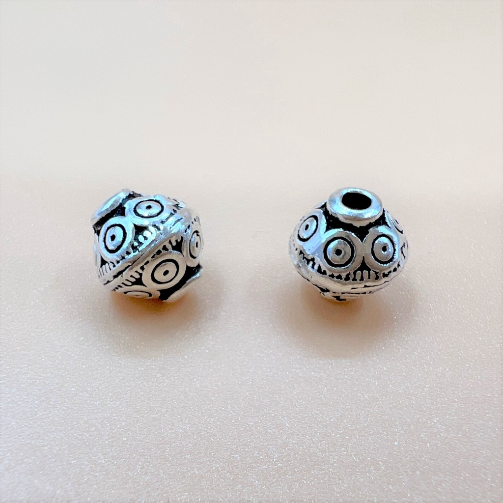 Charm nối hình đĩa bay có hoa văn - Charm Bạc 925 - Mã CA726