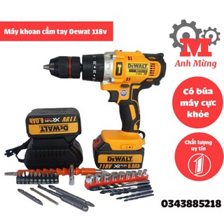 Máy Khoan Pin Dewat 118V Có Búa-máy khoan 3 chức năng tặng bộ phụ kiện