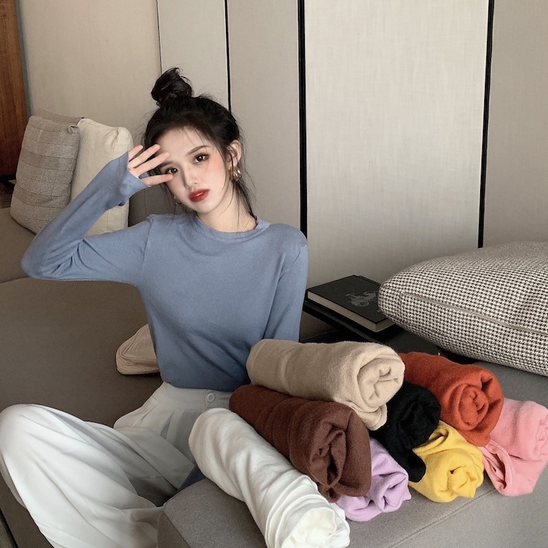 Áo thun NZN tay dài cổ tròn thiết kế đơn giản dễ phối đồ độc đáo cho nữ