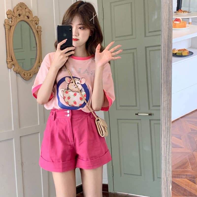 💖FREESHIP💖 Set hồng, áo thỏ, sooc hồng, ngọt ngào
