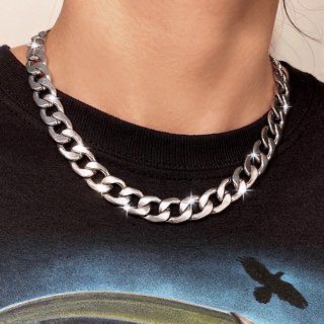 Dây chuyền nam titan tạo kiểu dây xích Cuban đơn giản thép không gỉ phong cách hiphop thời trang cá tính Unisex