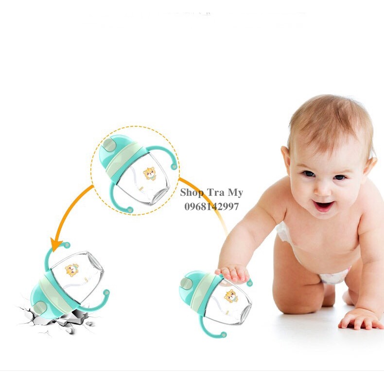Bình Nước Cho Bé, Bình Tập Uống Nước Chống Sặc Xintiger Tay Cầm Và Dây Đeo 240ml/320ml DD142