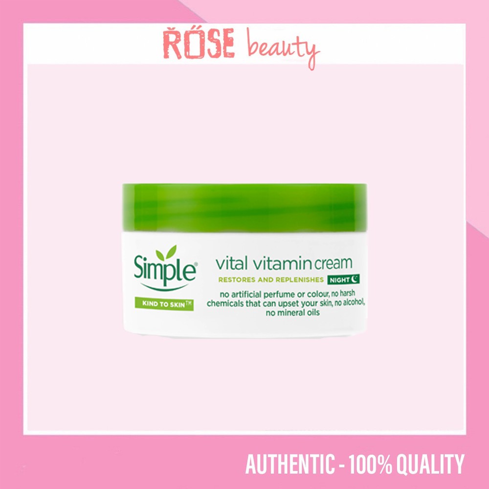 [Mã COS1904 giảm 8% đơn 300K] Kem dưỡng da cấp nước ban đêm Simple Kind To Skin Vital Vitamin 50ml | BigBuy360 - bigbuy360.vn