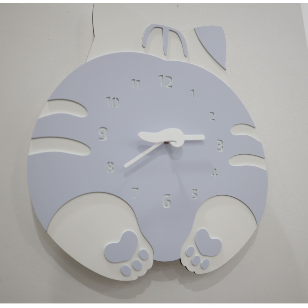 Đồng hồ treo tường Mèo con, đồng hồ trang trí - Bảo hành 12 tháng - Trang trí decor vintage căn phòng - Cat wall clock