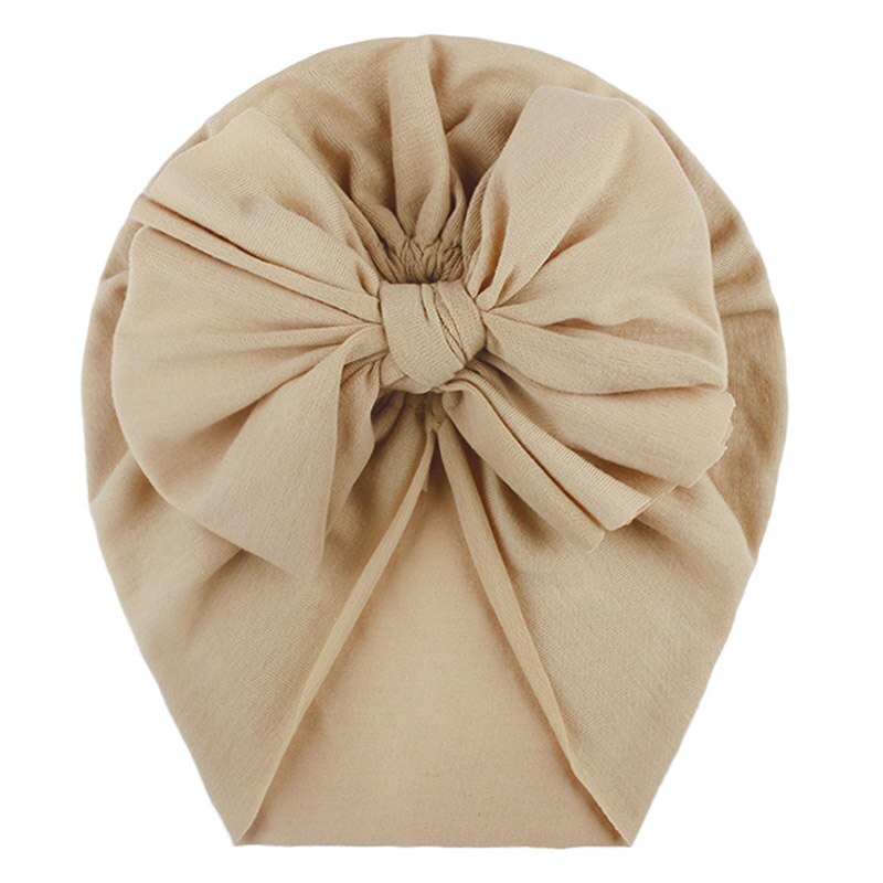 Mũ Beanie Mềm Thắt Nơ Màu Trơn Cho Bé Gái