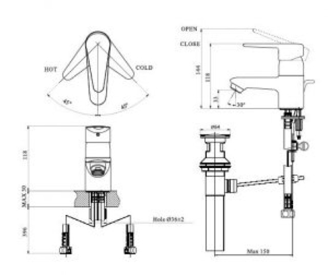 Vòi chậu lavabo nóng lạnh cao cấp Inax LFV-1102S-1, hàng chính hãng, tem bảo hành điện tử