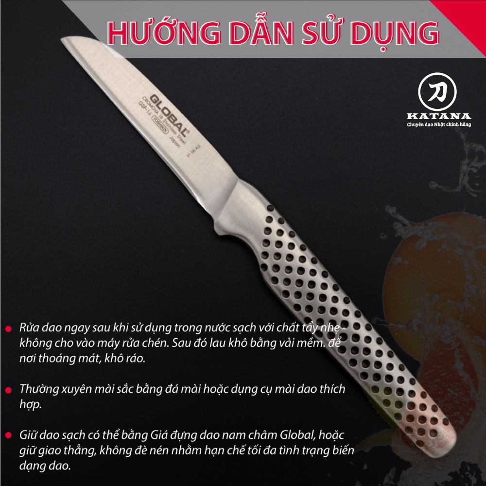 Dao bếp Nhật cao cấp Global GSF16 Peeling Knife, Straight - Dao bóc gọt hoa quả (60mm)