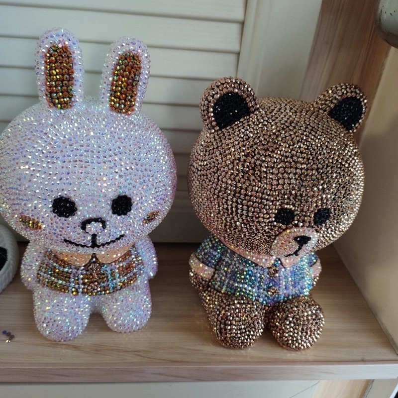 Gấu nâu, Thỏ trắng đính đá handmade thời thượng