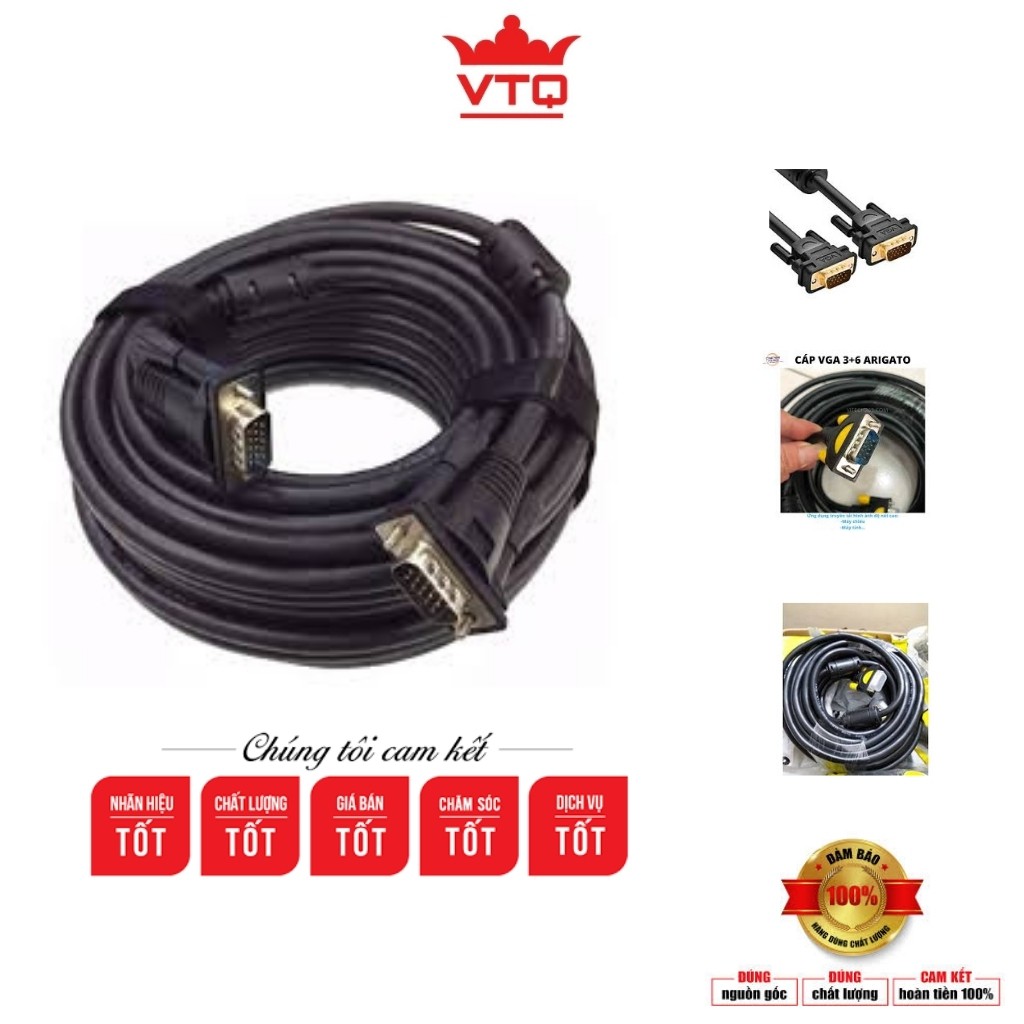 Dây cáp tín hiệu VGA 3+6 10m, 15m 20m ARIGATOO hàng chính hãng.Bảo hành 6 tháng.shopphukienvtq