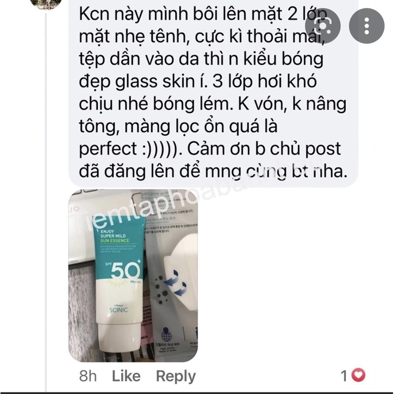 Kem chống nắng dịu nhẹ cấp ẩm Scinic Enjoy Super Mild Sun Essence