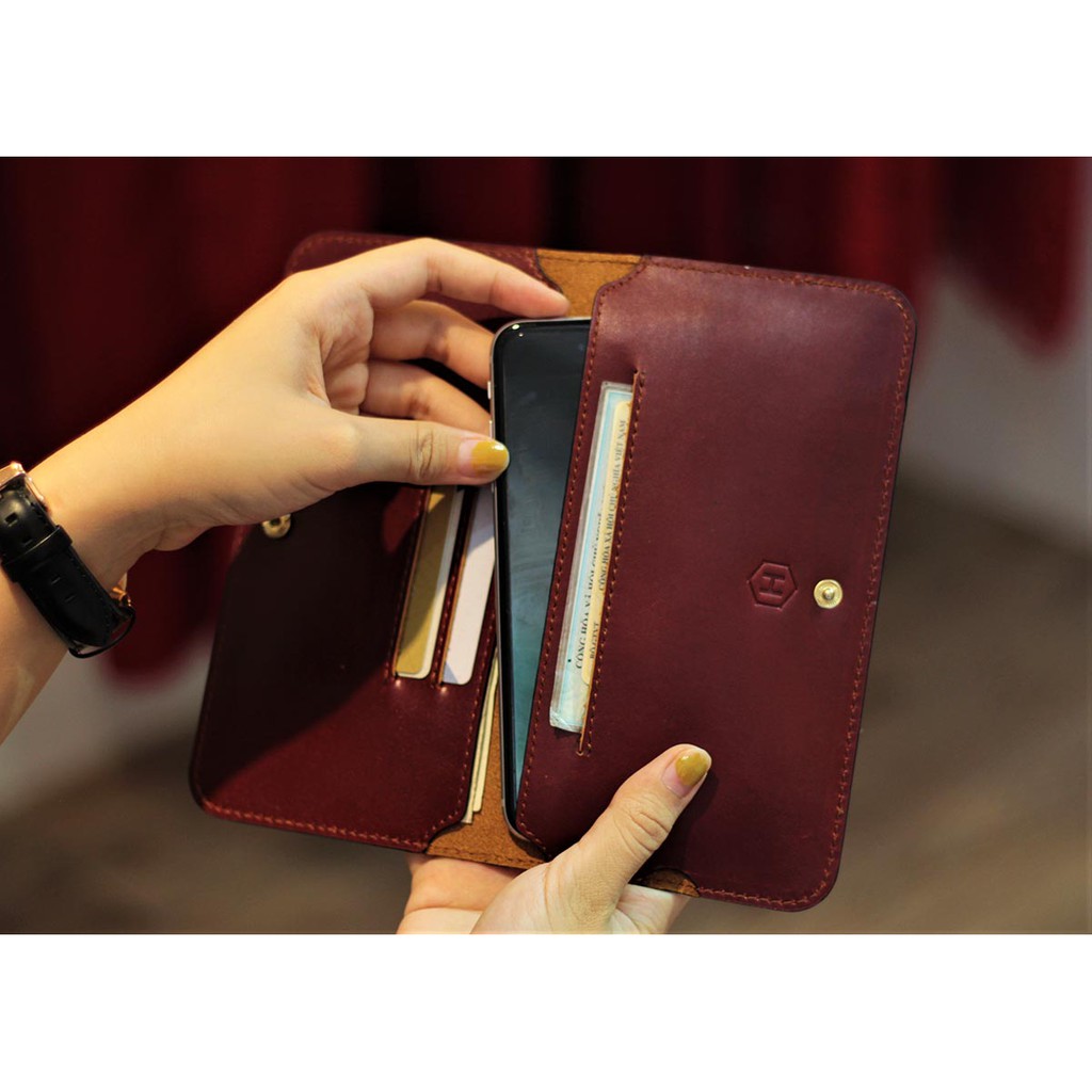 Couple Ví Opmo &amp; Lemo Handcrafted Wallet Red Brown HAVIAS