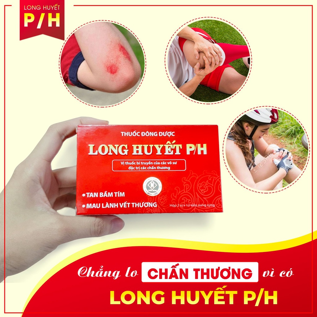 Long huyết PH tan nhanh máu bầm vết thương bầm tím mau lành vết thương Hộp 24 viên