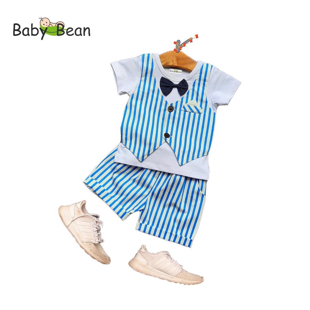 Set Gile Caro Kẻ Sọc Đính Nơ cho bé trai BabyBean (6kg-22kg)