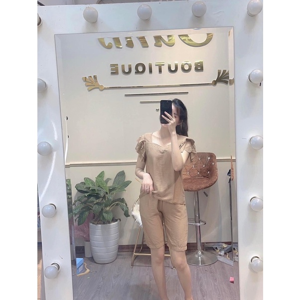 Bộ lửng cổ vuông siêu đẹp, vải đũi mát size 38-85kg