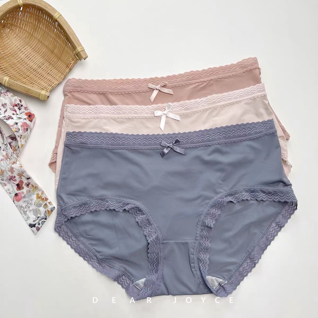 Set Túi Ví 3 Quần Lót Nữ Đúc Su Viền Ren Đính Nơ Co Giãn Cao Cấp 499