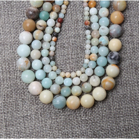 Chuỗi hạt đá tròn tự nhiên nhiều màu 1 dây 4/ 6/ 8/ 10/ 12mm dùng làm trang sức độc đáo
