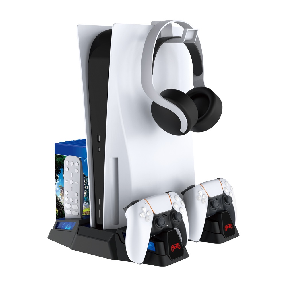 Đế tản nhiệt Cho PS5 Console kèm đế Sạc Đứng Đa Năng Với Quạt Làm Mát 6in1