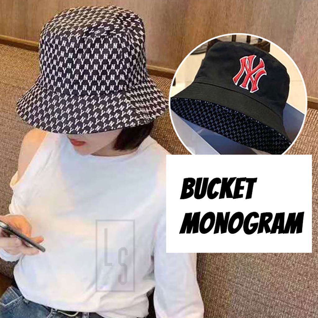 Mũ Nón Bucket NY Yankees Monogram hai mặt 6 màu - Ảnh thật