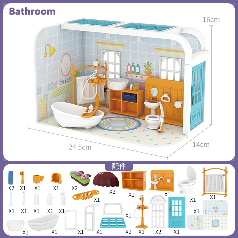 Mô Hình Nhà Búp Bê DIY Hình Thỏ Tỉ Lệ 1 / 12 Trang Trí Nhà Cửa