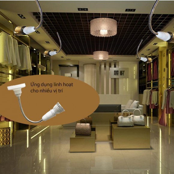 Đui đèn nối dài E27 sang E27 có thể uốn cong, dài 20cm 40cm