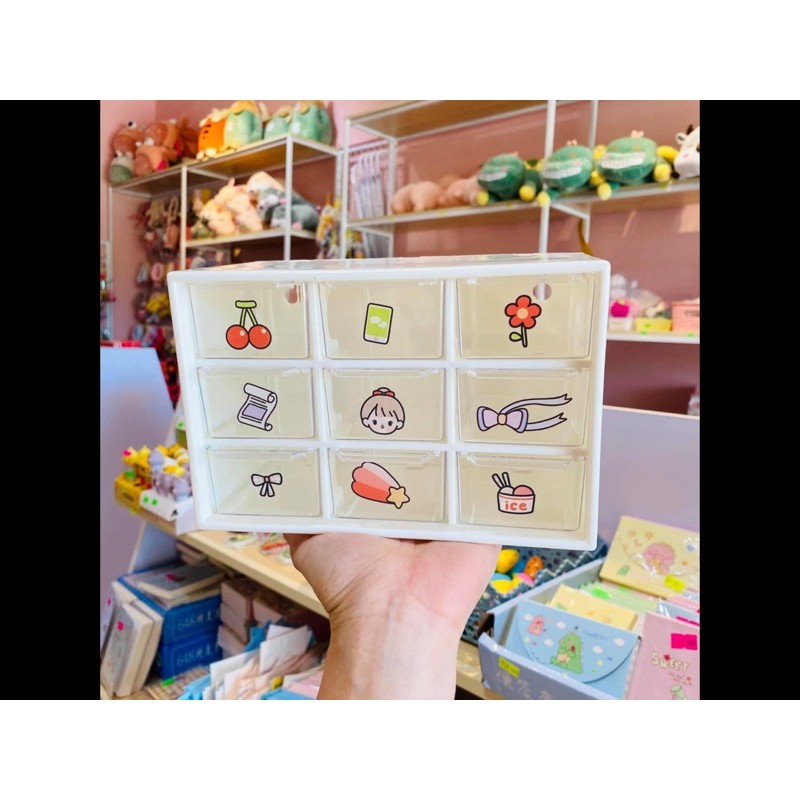 TỦ MINI 9 NGĂN TRANG TRÍ/ KỆ 9 ngăn để bàn dễ thương
