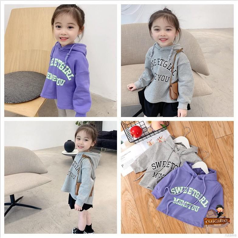 Áo Hoodies Có Nón Dài Tay Thời Trang Hàn Quốc Cho Bé Gái 1-6 Tuổi